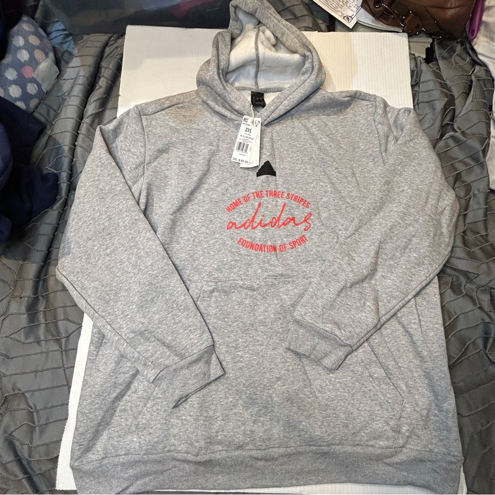 Brand new Adidas Gray and Red Men's Hoodie